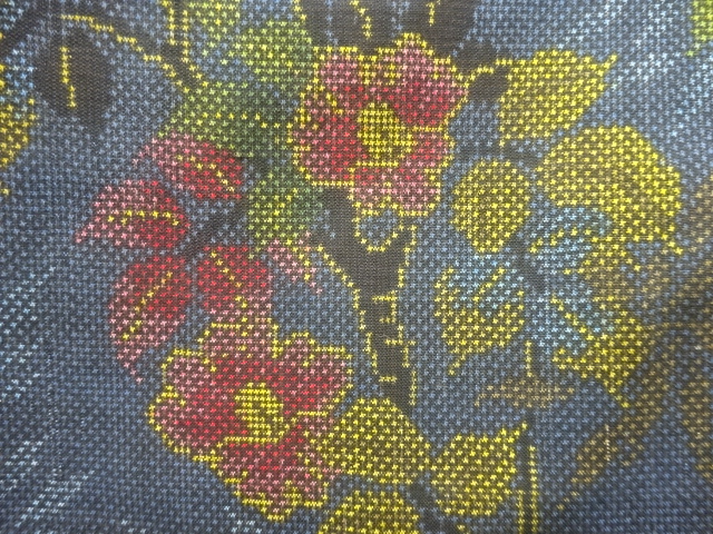 JAPANESE KIMONO / ANTIQUE DORO OSHIMA TSUMUGI KIMONO / WOVEN BRANCH FL
